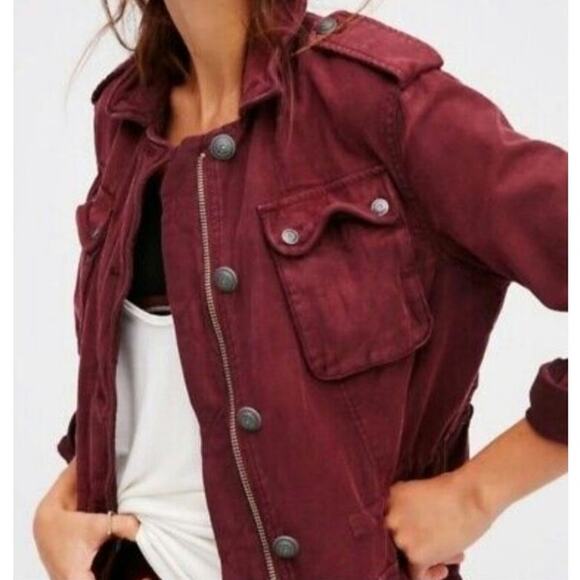 Free People Not Your Brothers Surplus Red Coat Jacket - Picture 1 of 4